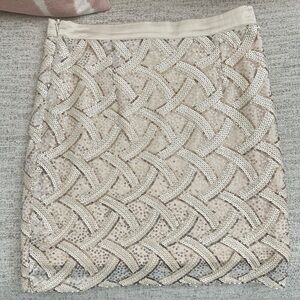 Gianni Bini Cream Sequin Mini Skirt